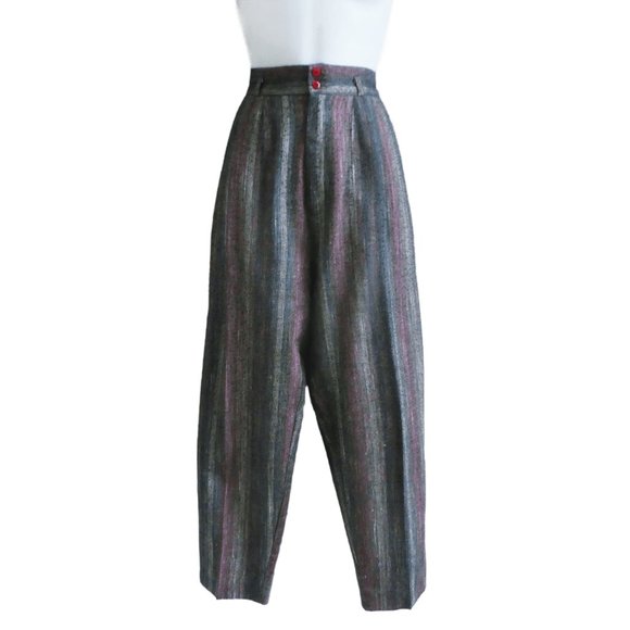 30x27 Vintage Happy Legs Rainbow Herringbone Trouser Pants High Waist Pockets L - Picture 3 of 9